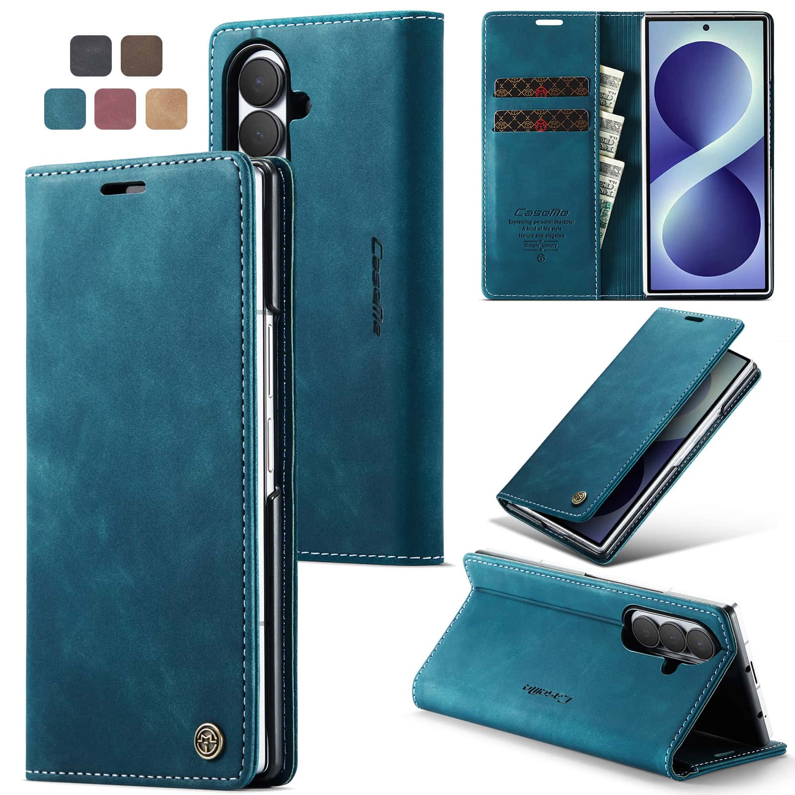 Leather Folio Wallet Case - Custodia a Portafoglio in Pelle per