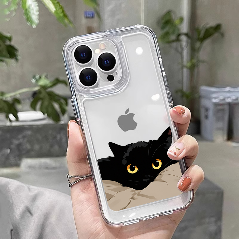 Phone Cases Funny - Gatto nero Divertente Coppia Cassa Del