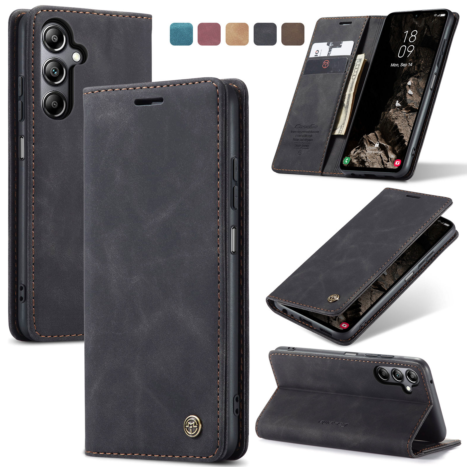 Leather Folio Wallet Case - Custodia a portafoglio con vibrazione per
