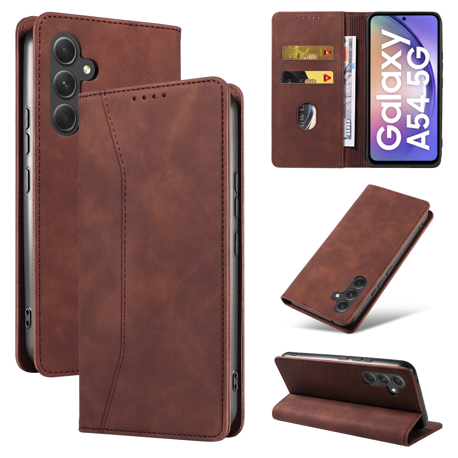 Leather Folio Wallet Case - Custodia a portafoglio Flip per Samsung