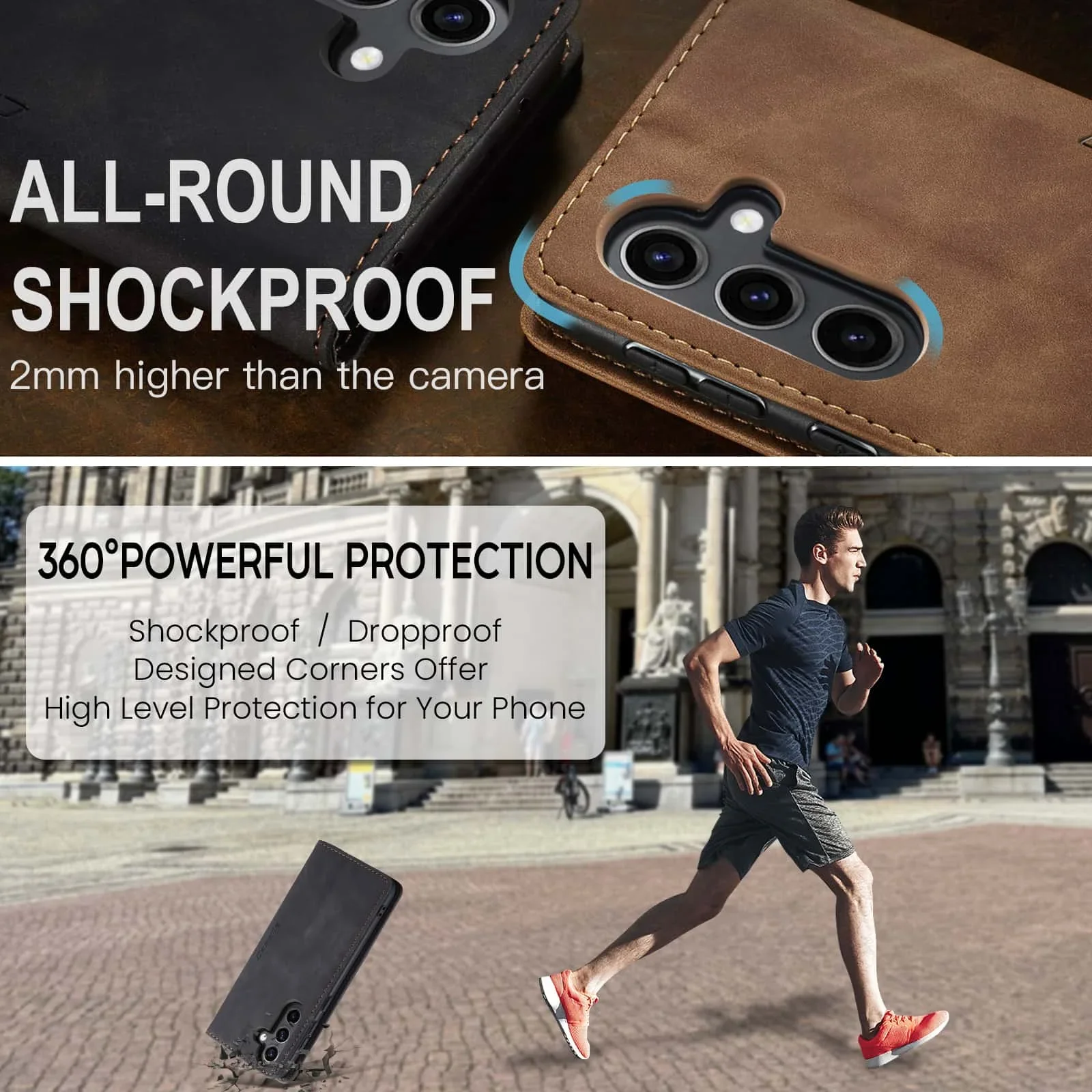 Custodia a libro retrò in pell - Leather Folio Wallet Case recensione e prezzo